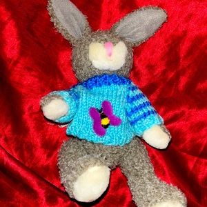 Hugfun International Inc. 1999 Plush Bunny with knitted sweater